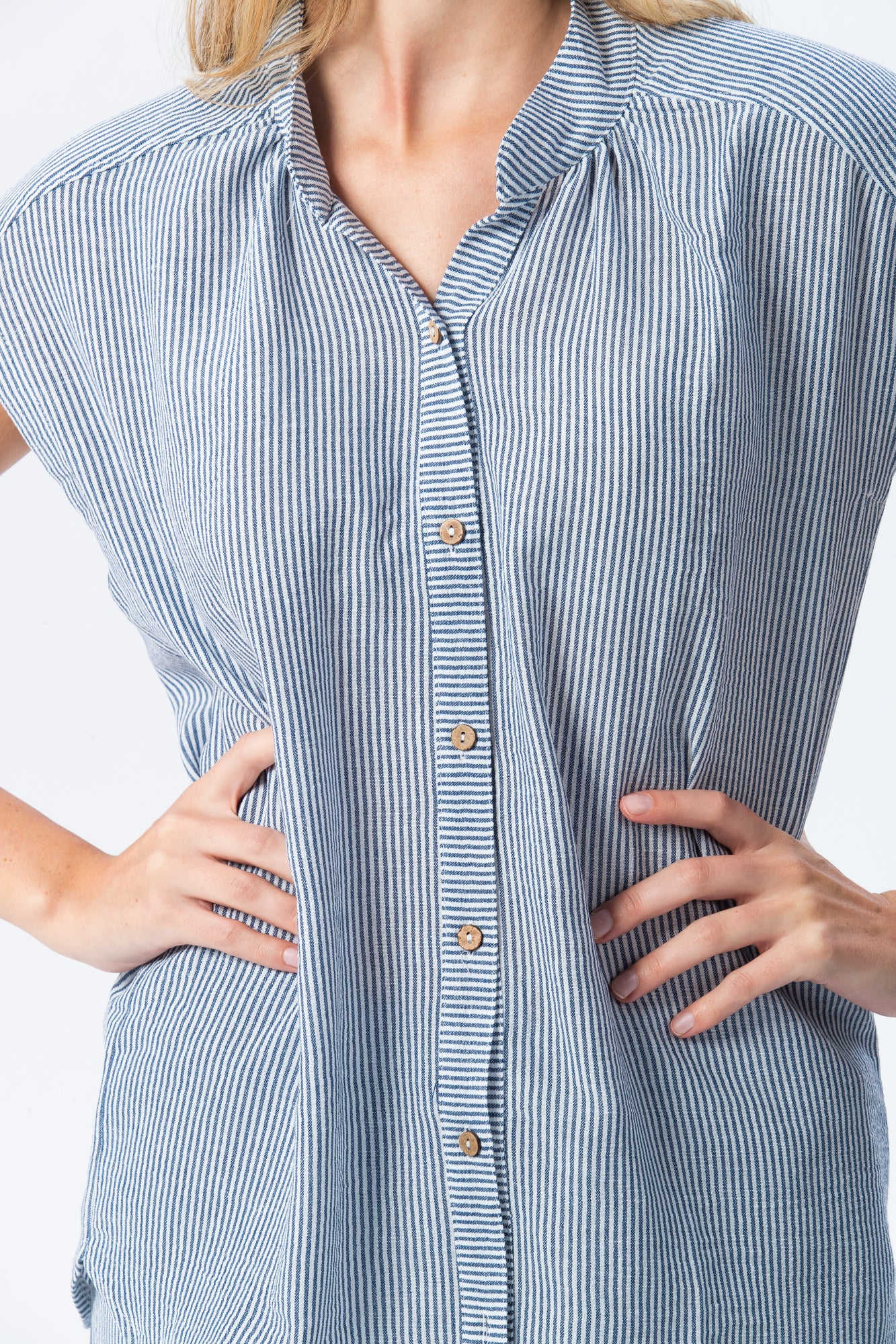 Cassis Stripe Shirt - Blue and White