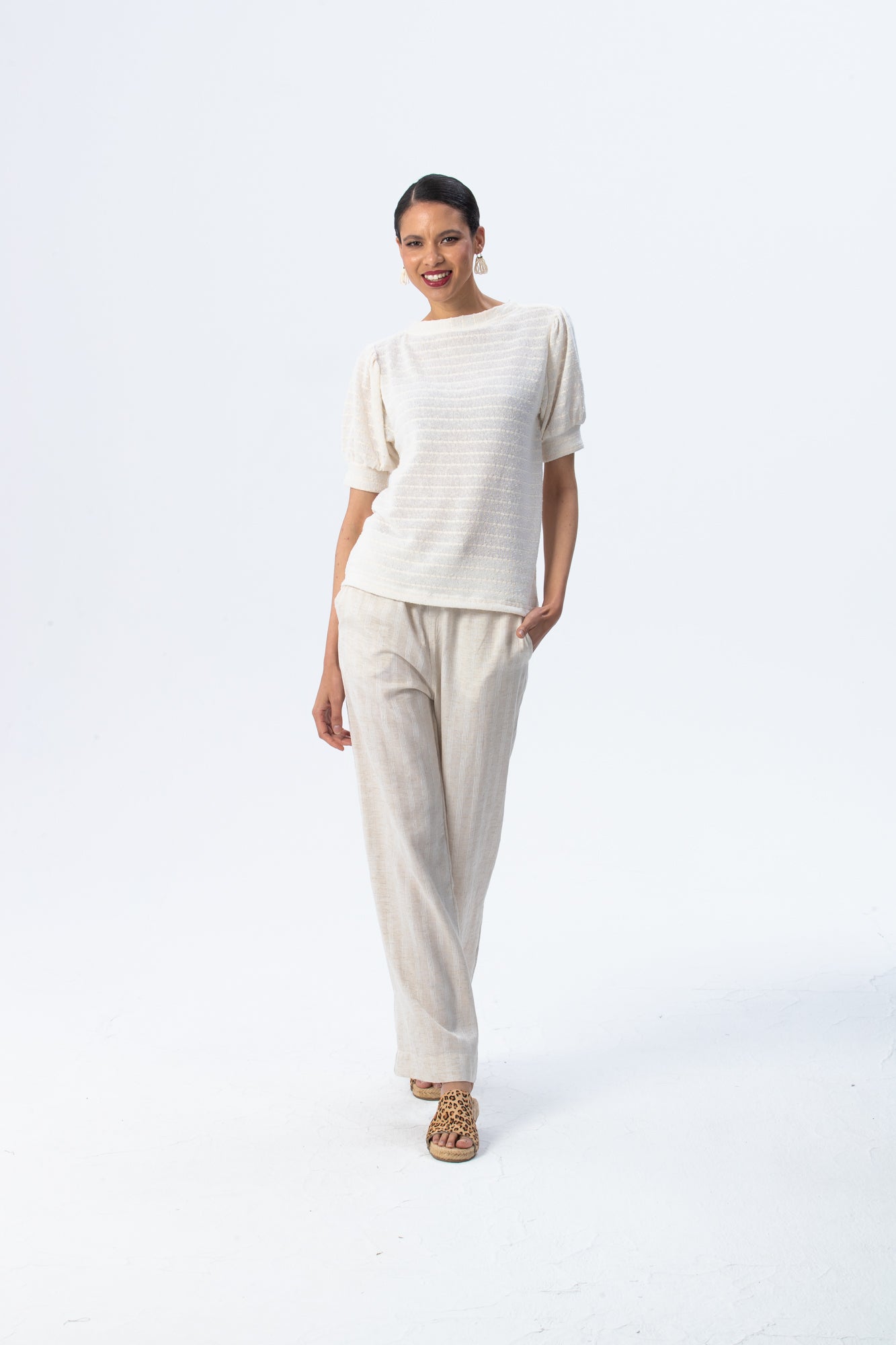 Aspen Summer T-shirt - Creme Stripe Knit