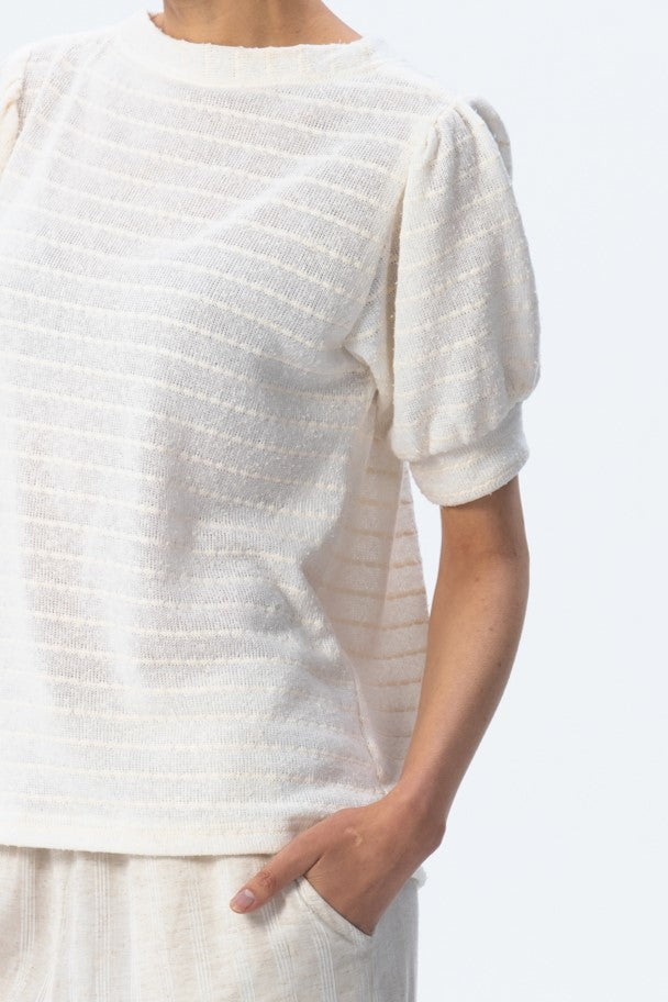 Aspen Summer T-shirt - Creme Stripe Knit