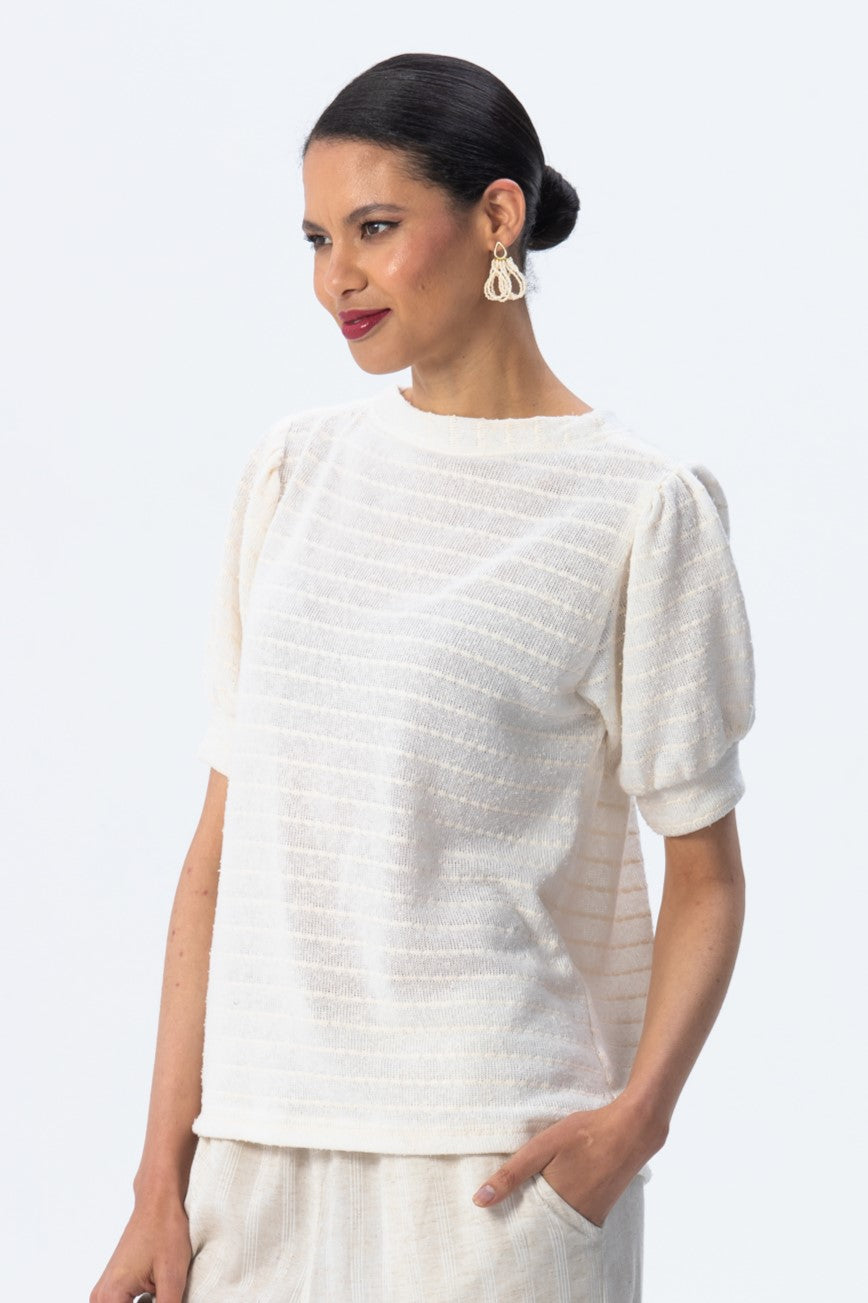 Aspen Summer T-shirt - Creme Stripe Knit