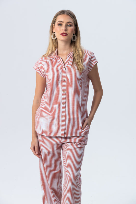 Cassis Stripe Shirt - Red Stripe