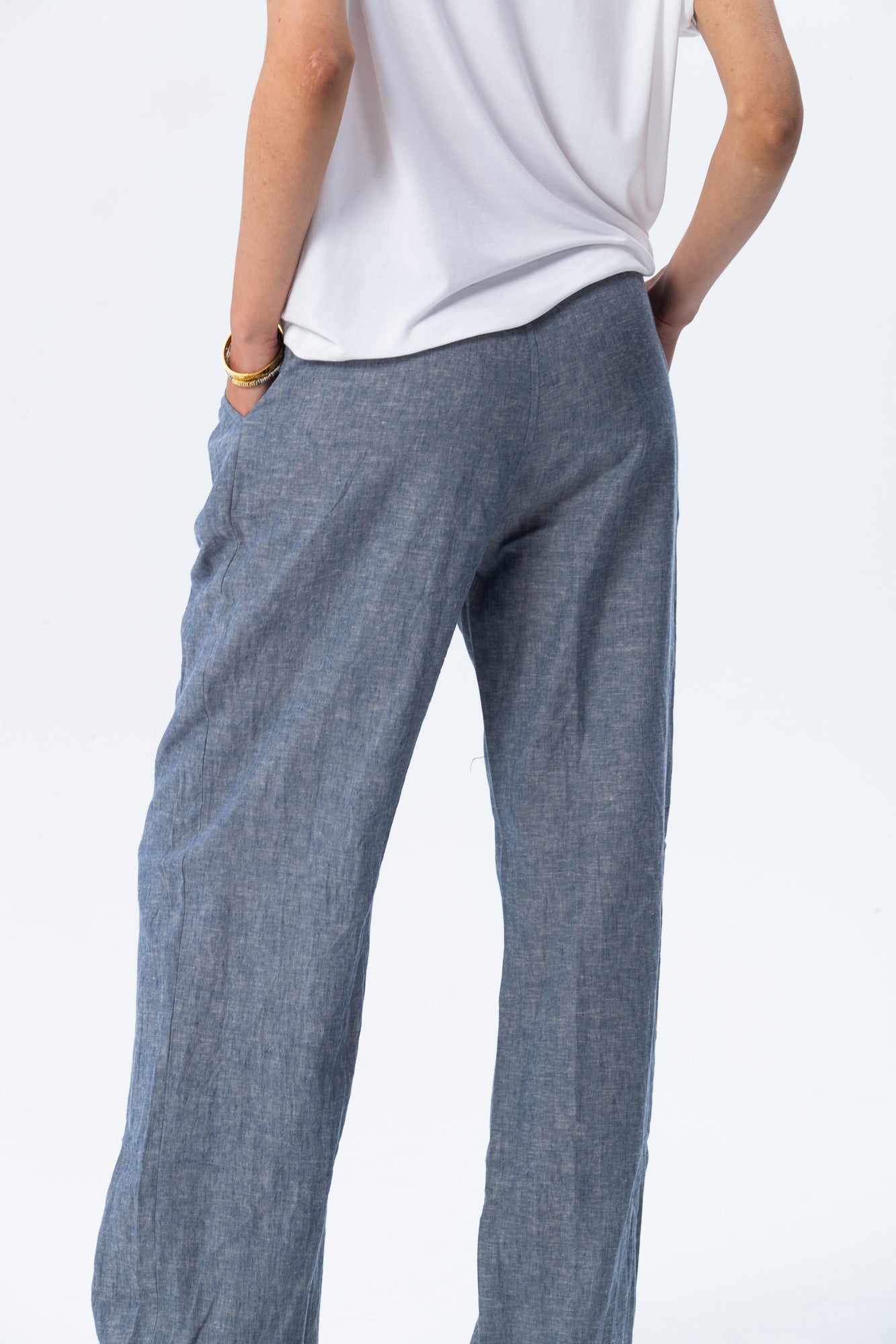 Sydney Wide Leg Pants - Chambray Blue