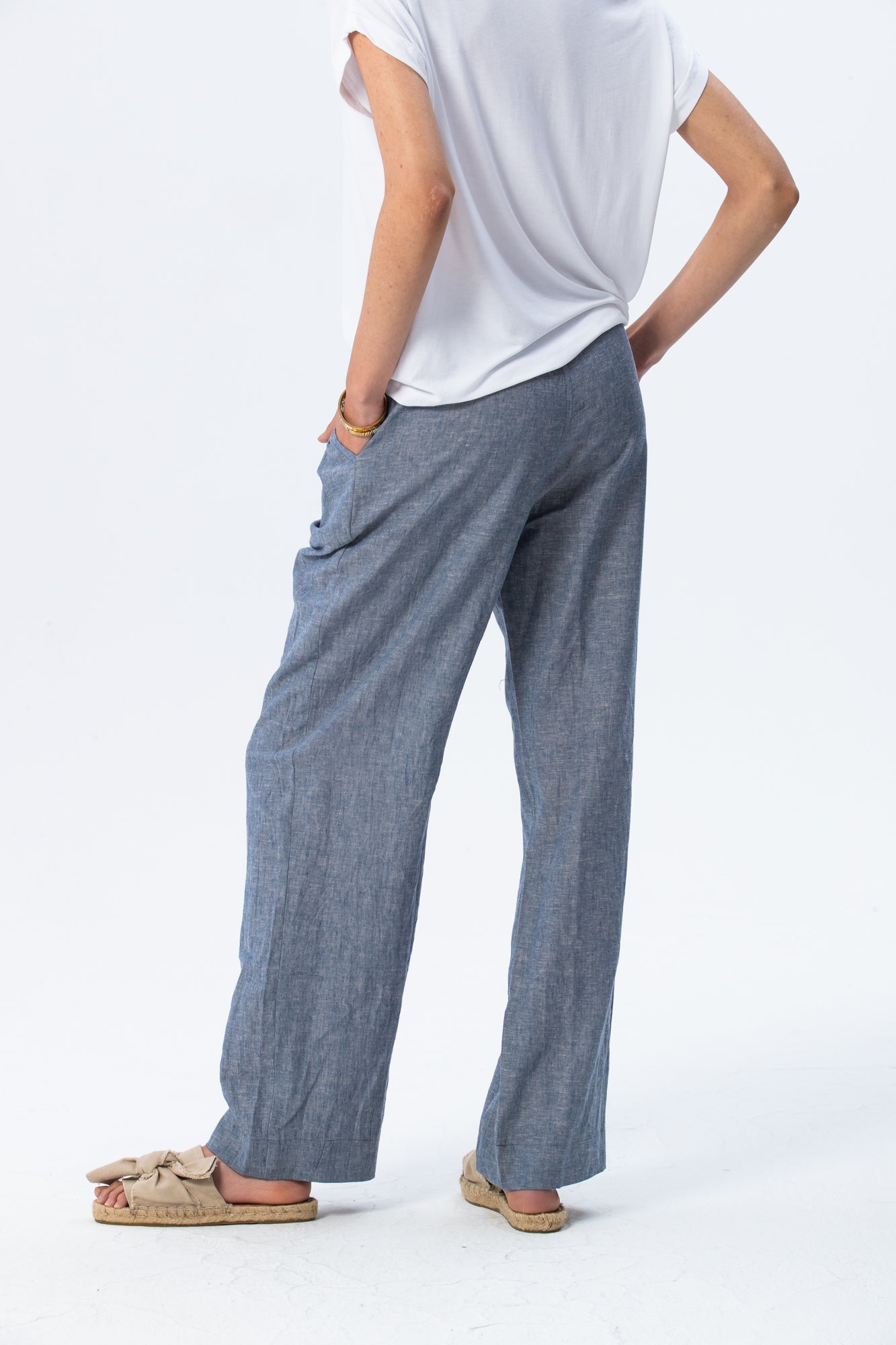 Sydney Wide Leg Pants - Chambray Blue