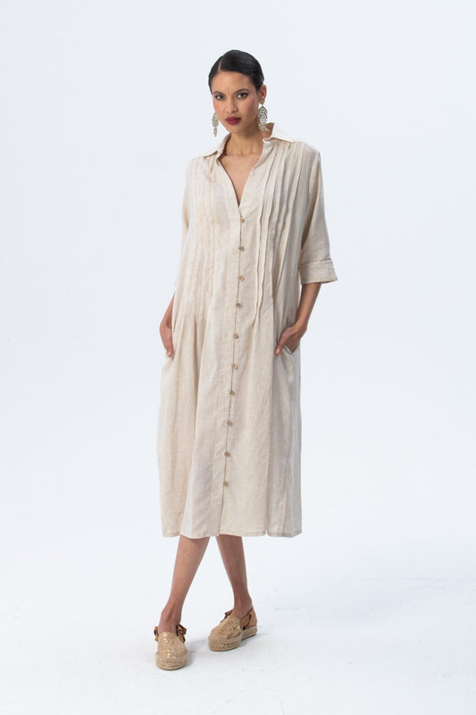 Santorini Pintuck Dress - Stone