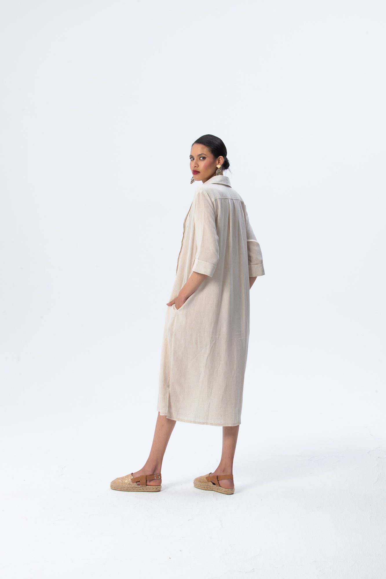 Santorini Pintuck Dress - Stone