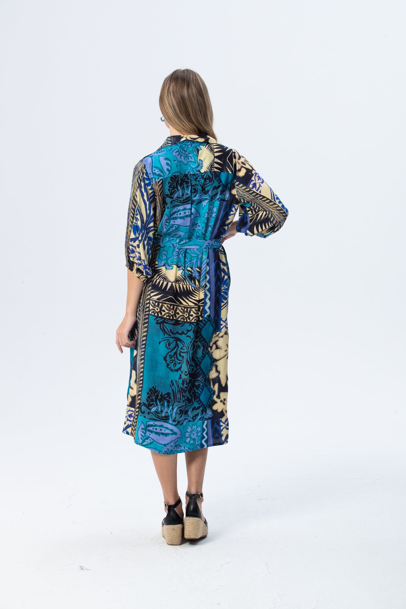 Monaco Dress - Blue Abstract