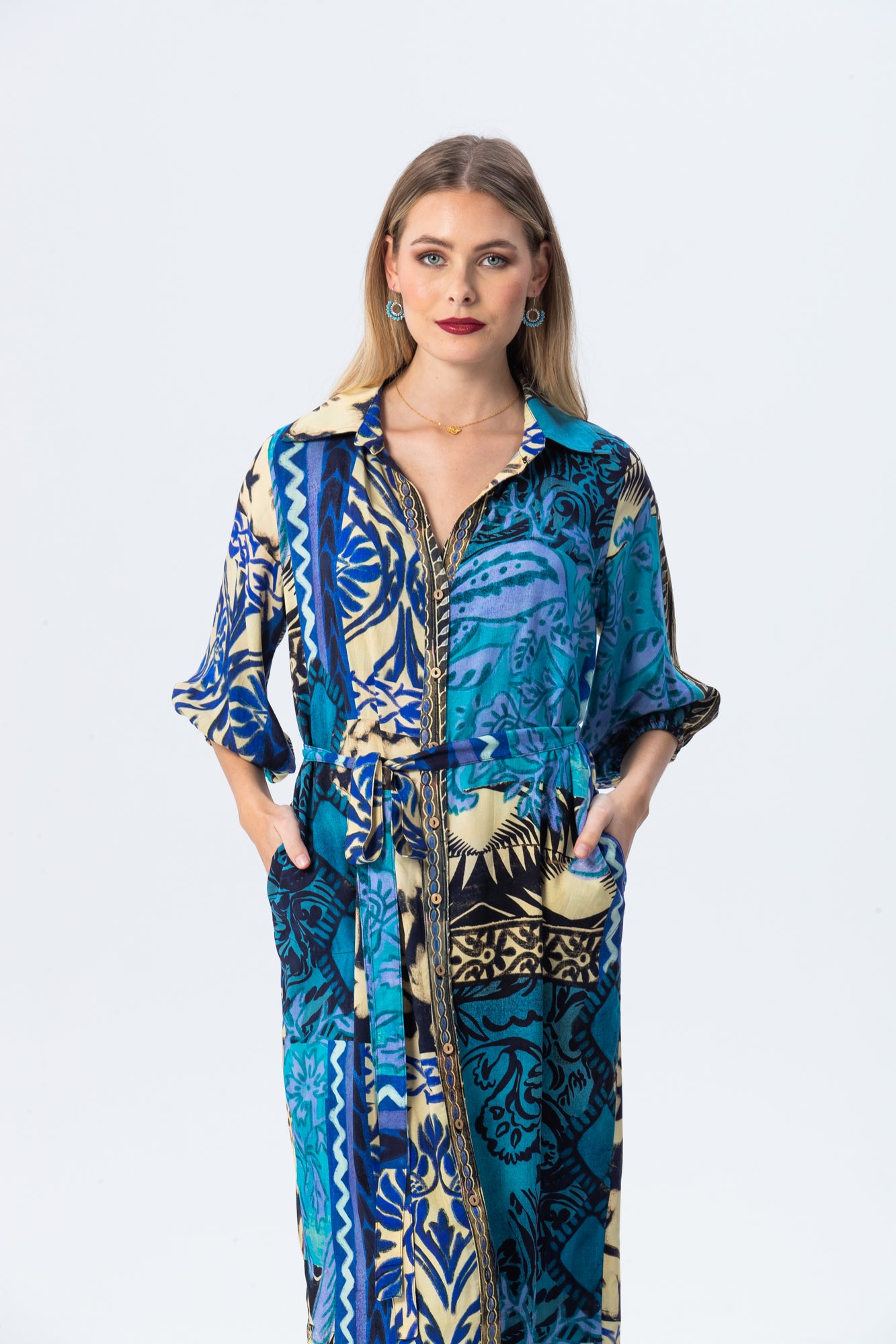 Monaco Dress - Blue Abstract