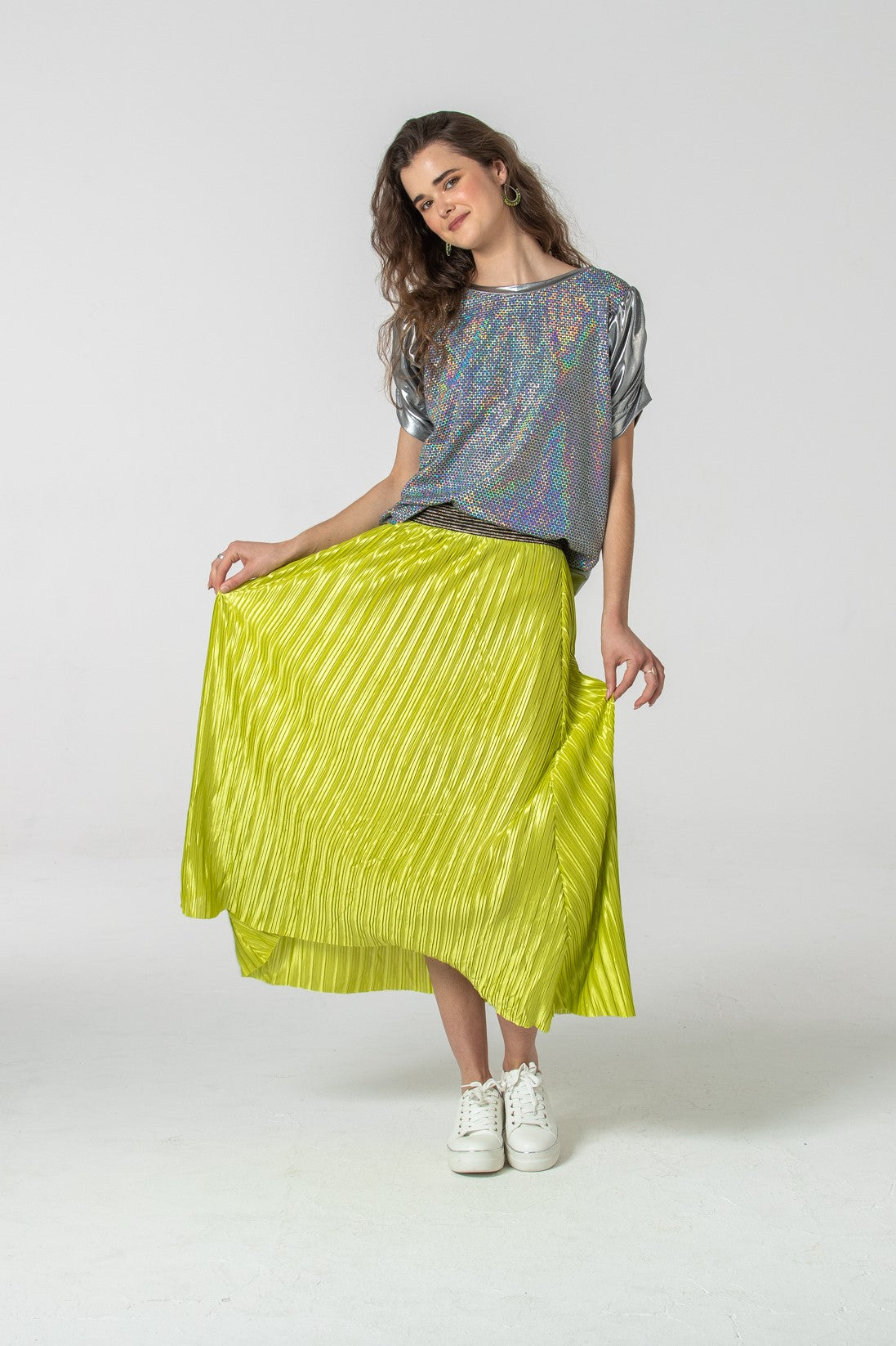 Lisbon pleated skirt - Wild Lime