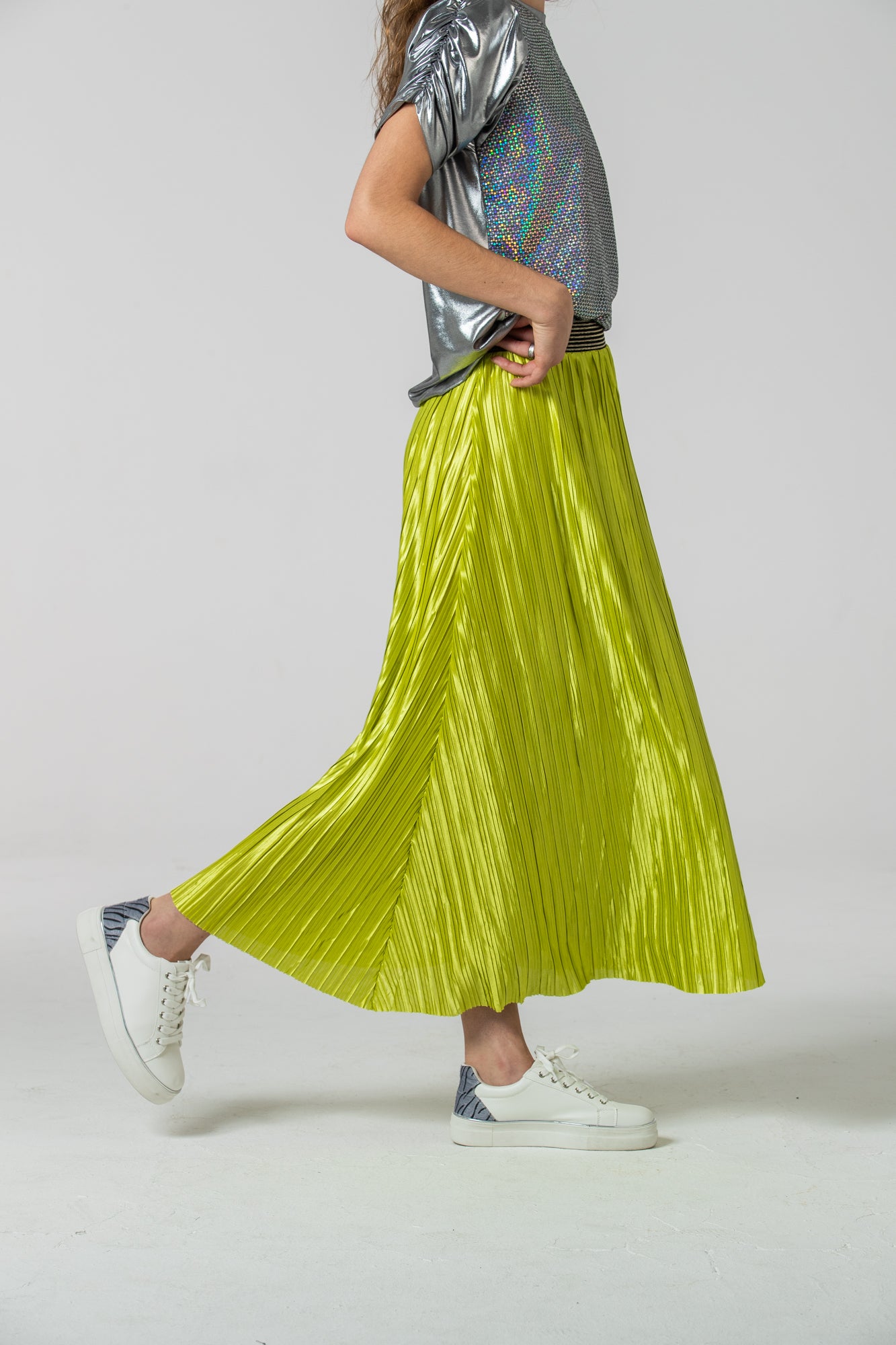 Lisbon pleated skirt - Wild Lime