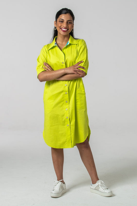 Sicily Shirt Dress - Wild Lime