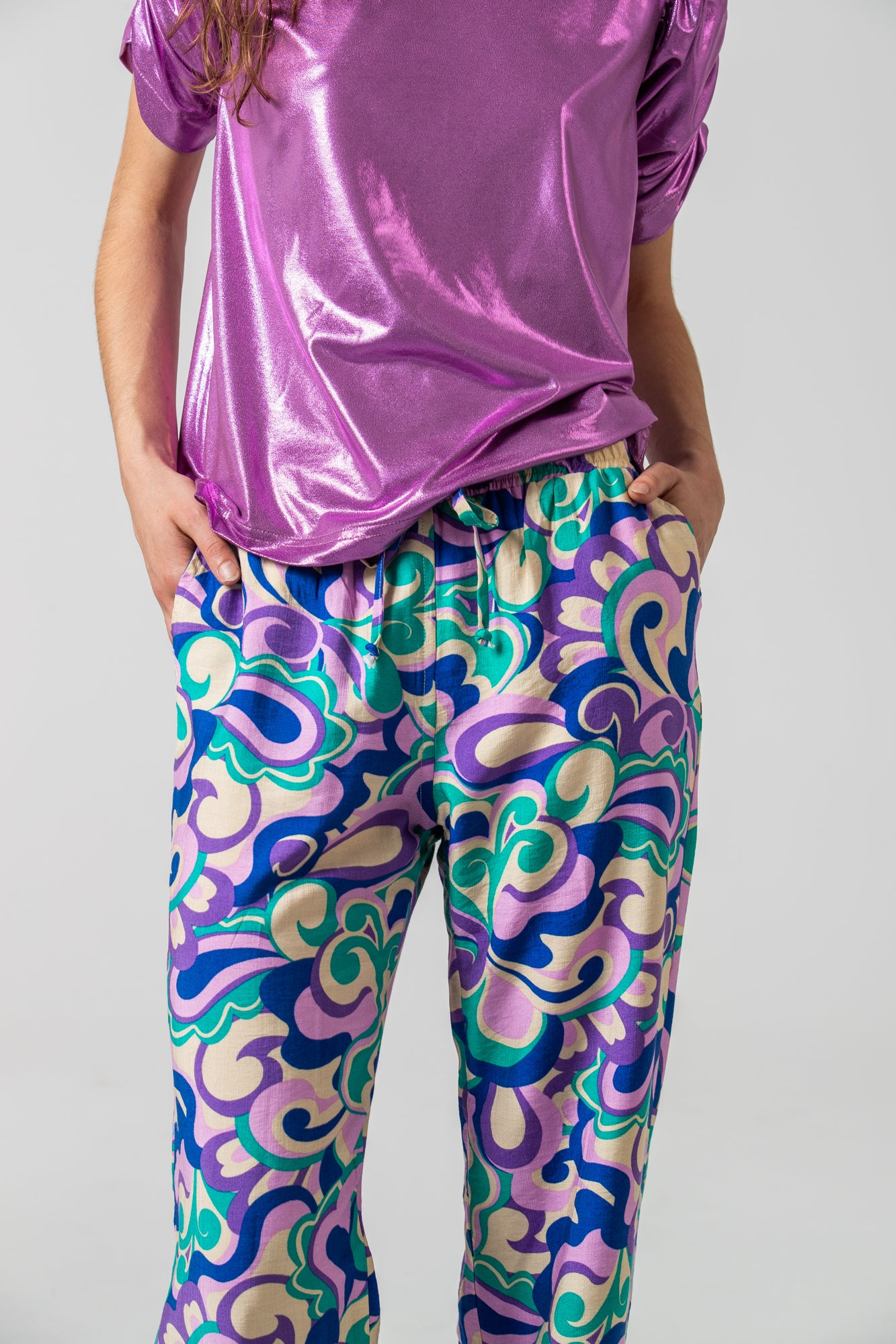 Sydney Wide Leg Pant - Lilac and Teal Floral