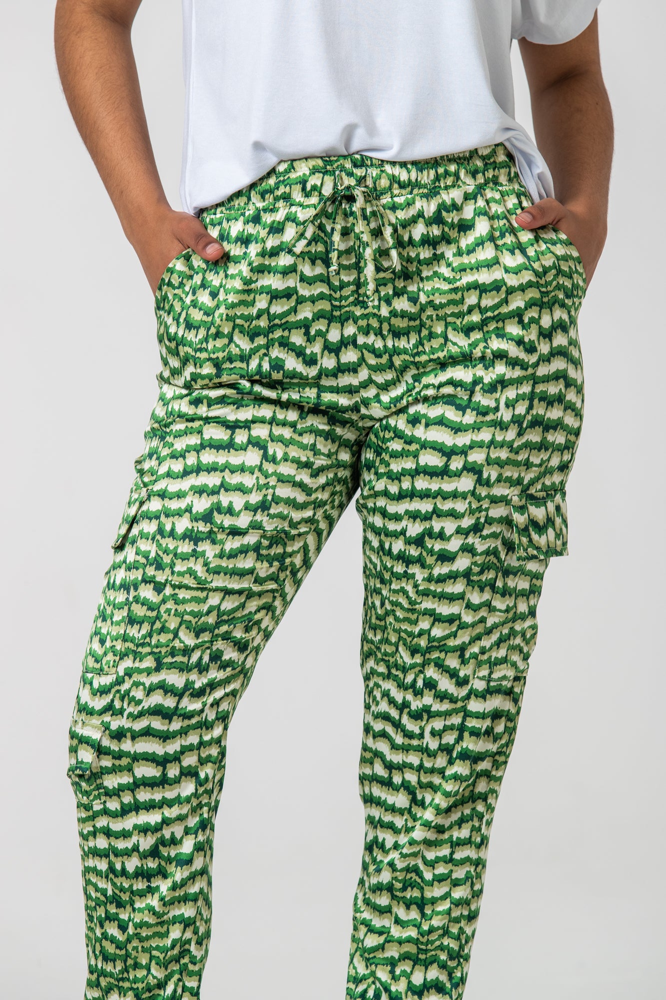 Boston Cargo Pants - Green Abstract