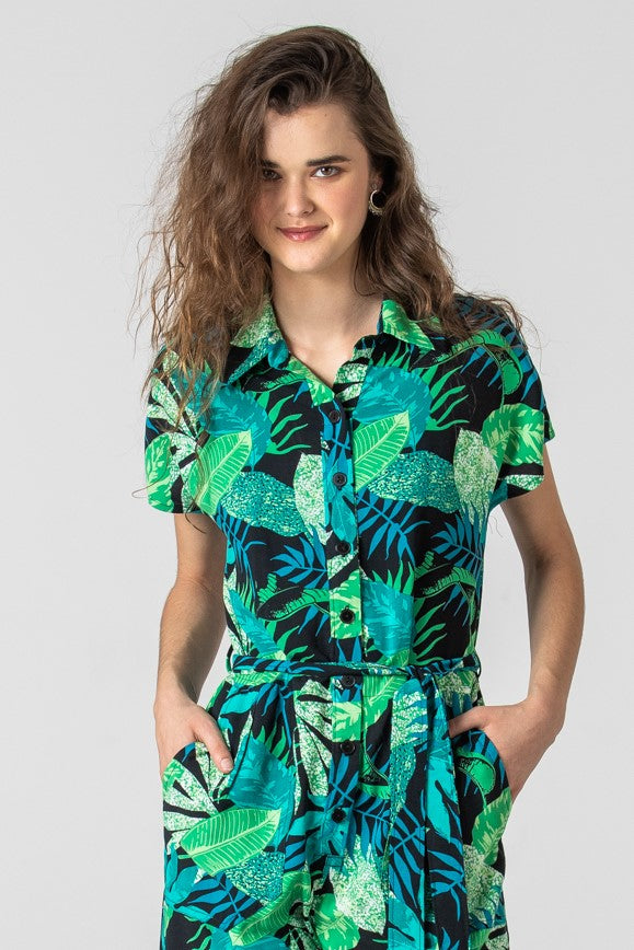 Malibu Jumpsuit - Tropical Forest