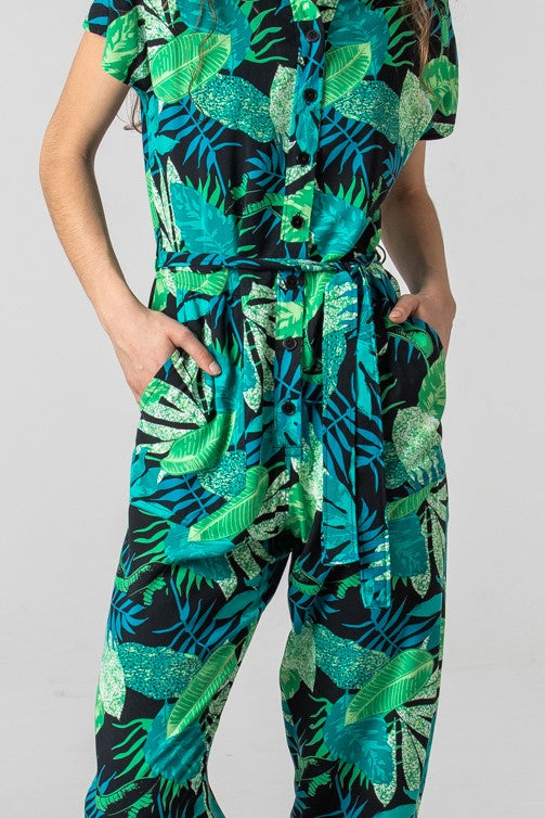 Malibu Jumpsuit - Tropical Forest