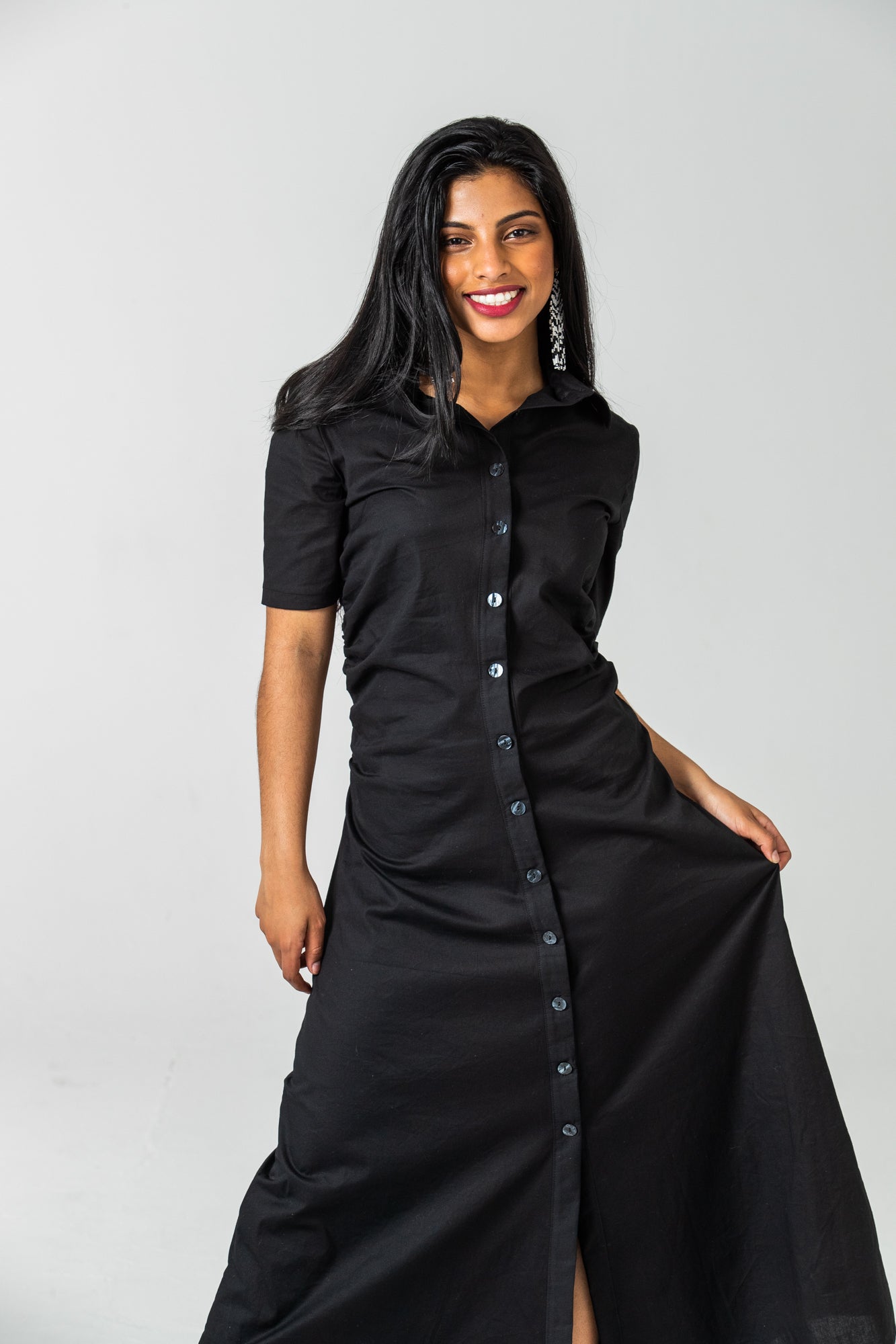 Seville Ruched Dress - Black
