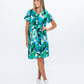 Athena Frill Dress - Green and White