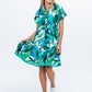 Athena Frill Dress - Green and White