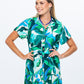 Athena Frill Dress - Green and White