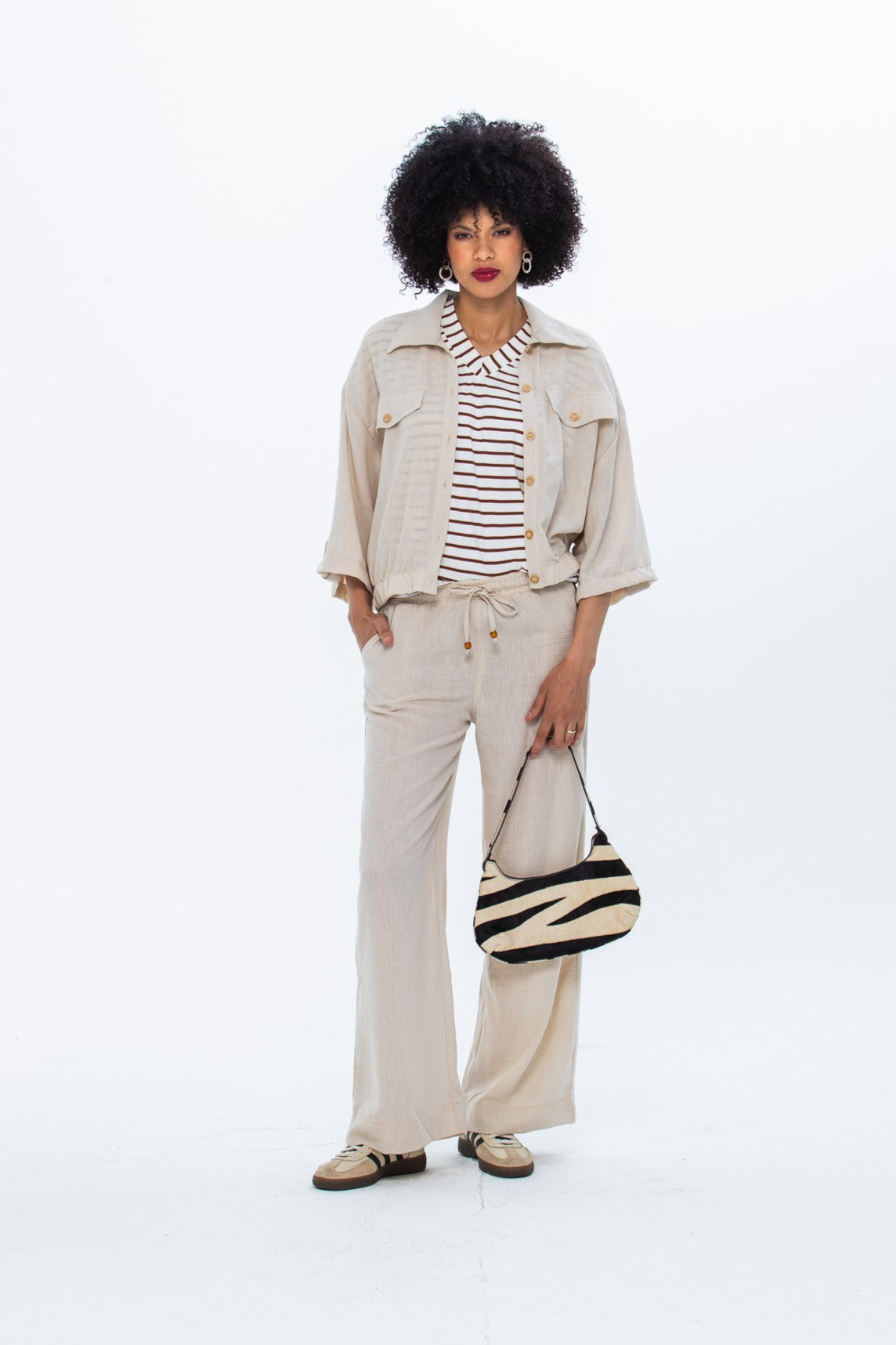 Sydney Wide Leg Pants - Stone