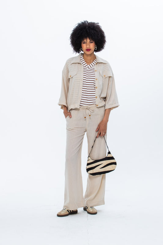 Sydney Wide Leg Pants - Stone