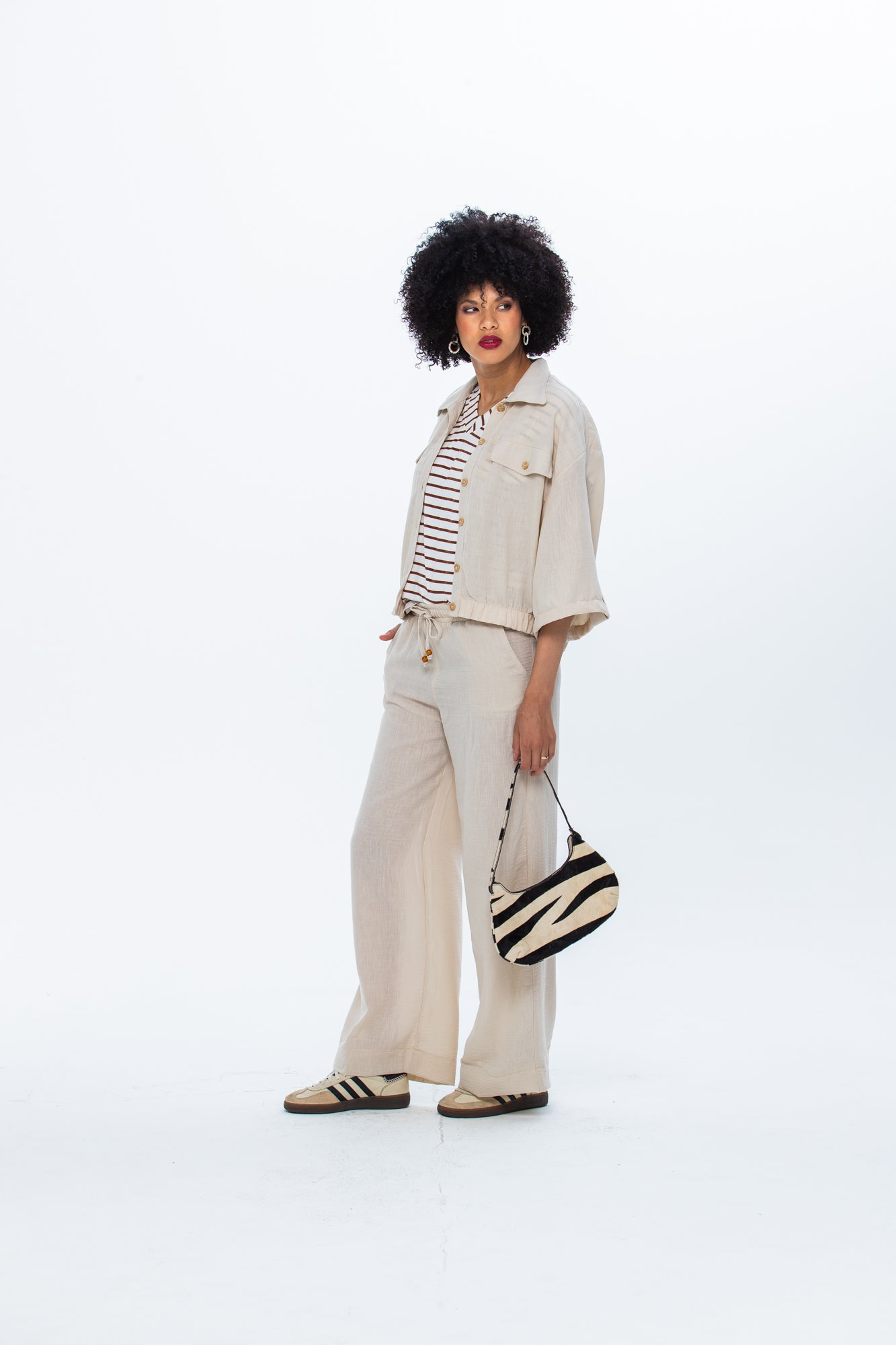 Sydney Wide Leg Pants - Stone