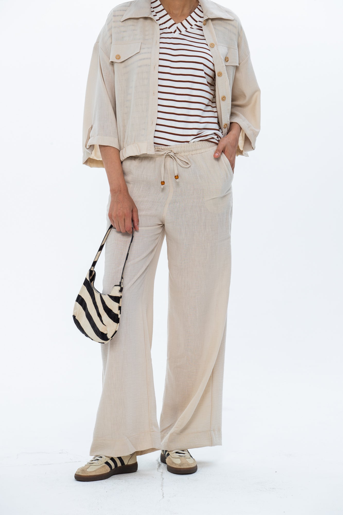 Sydney Wide Leg Pants - Stone