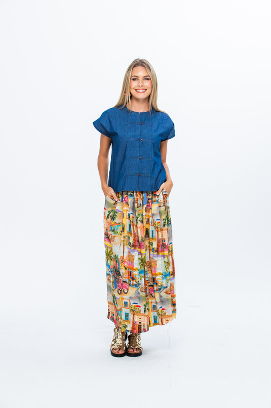 Sorrento Skirt - Pink Vespa