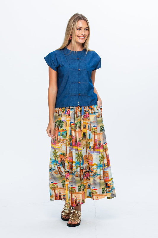 Sorrento Skirt - Pink Vespa