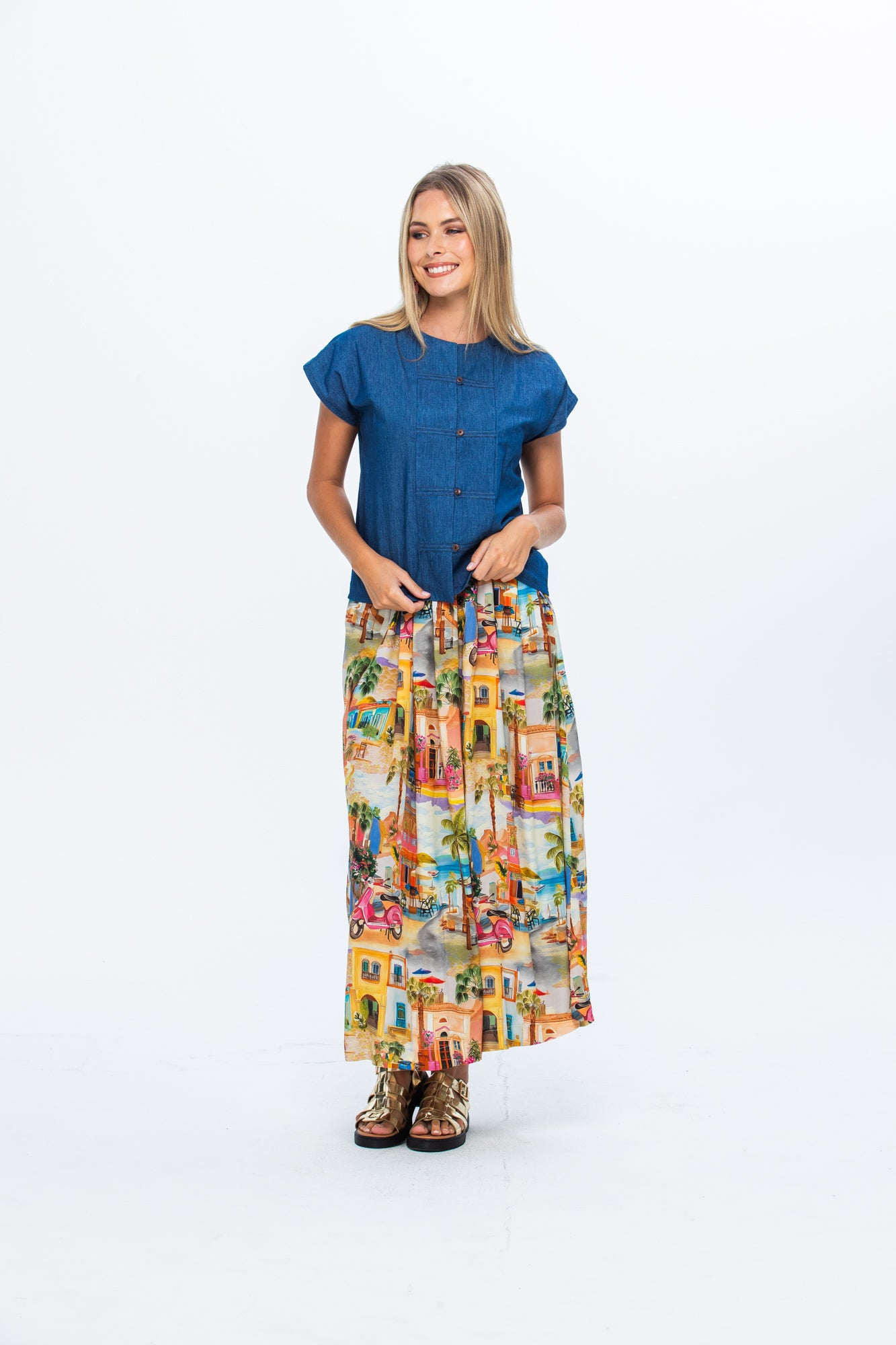 Sorrento Skirt - Pink Vespa