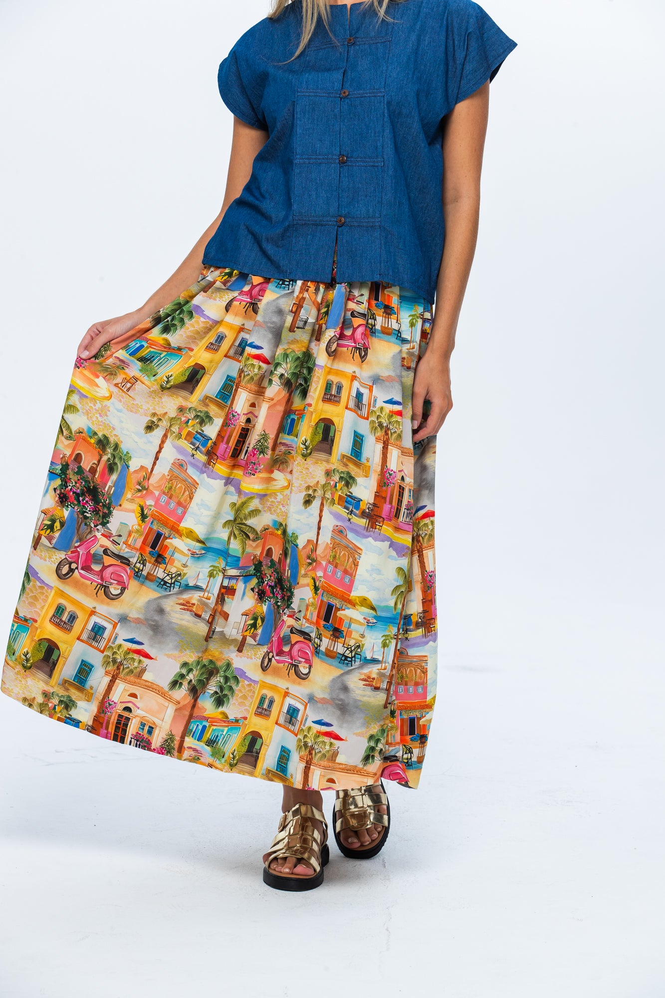 Sorrento Skirt - Pink Vespa