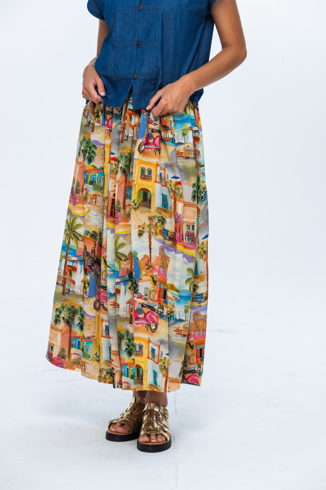 Sorrento Skirt - Pink Vespa