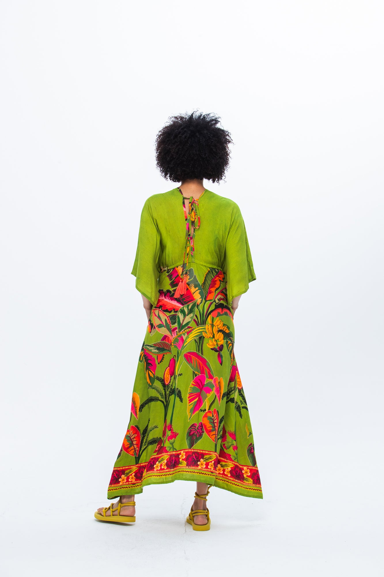 Georgia Kaftan Maxi Dress - Green Tropical