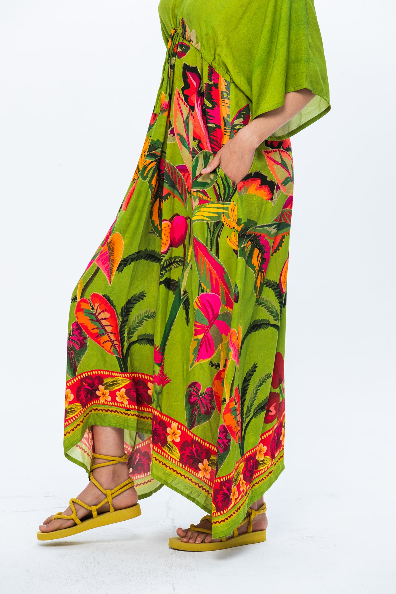 Georgia Kaftan Maxi Dress - Green Tropical