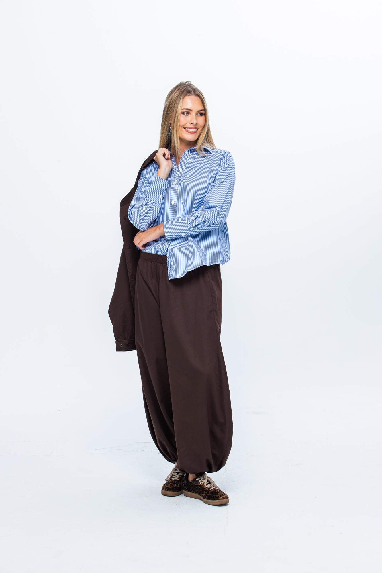 Hepburn Winter Shirt - Blue & White Stripe