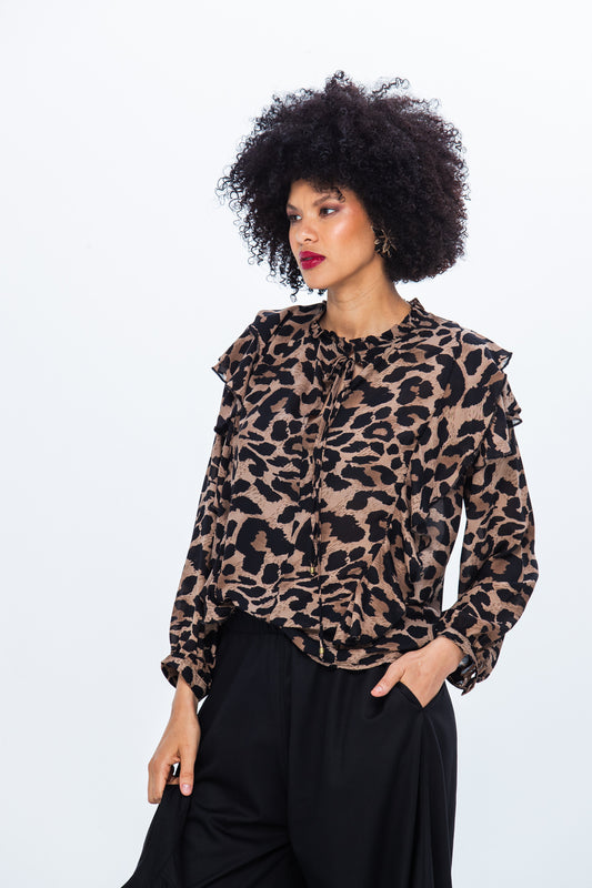 Bardot Winter Shirt - Black and Mocca