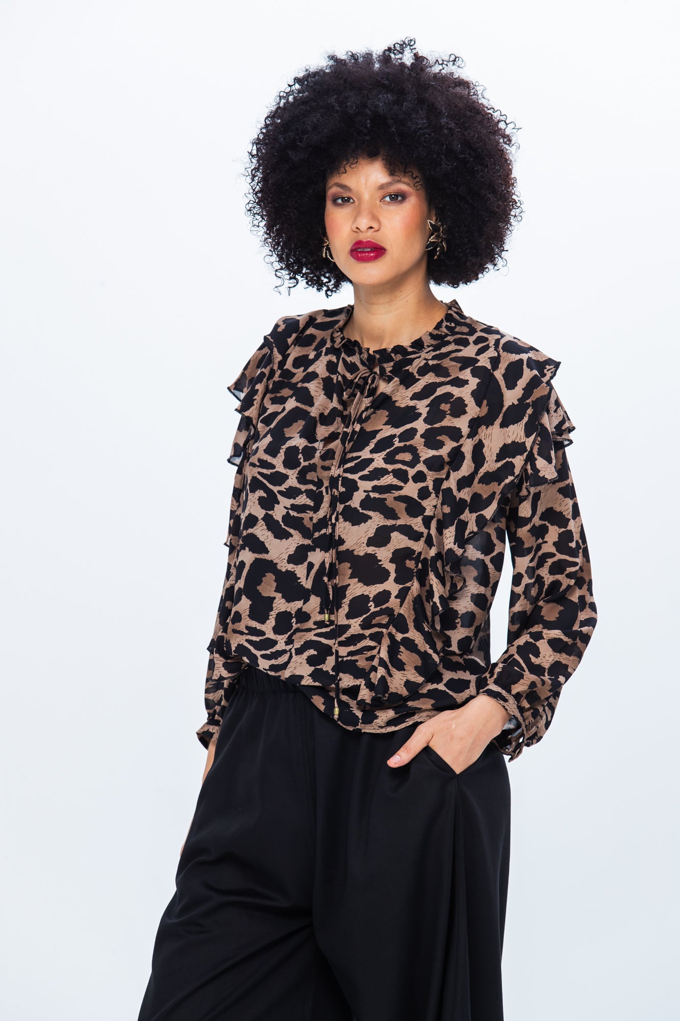 Bardot Winter Shirt - Black and Mocca