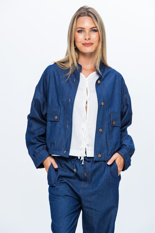 Cate Bomber Jacket - Denim