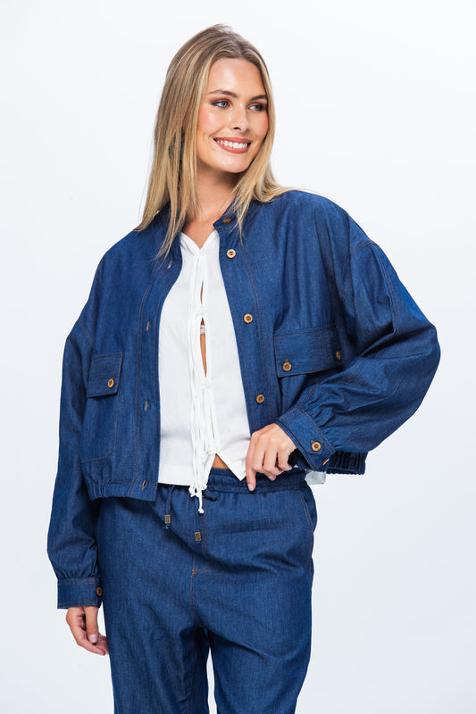 Cate Bomber Jacket - Denim