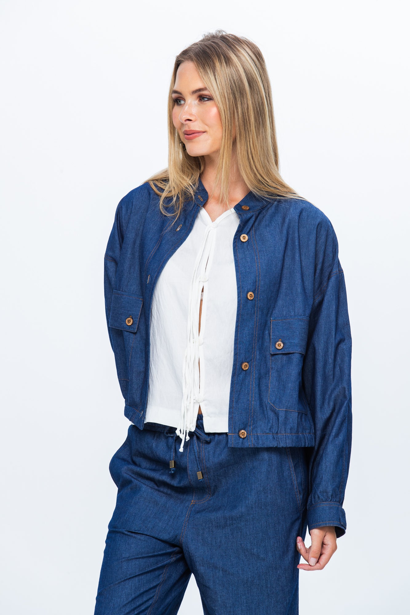 Cate Bomber Jacket - Denim