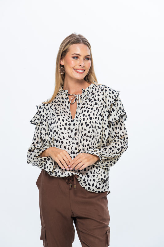 Bardot Winter Shirt - Creme & Black
