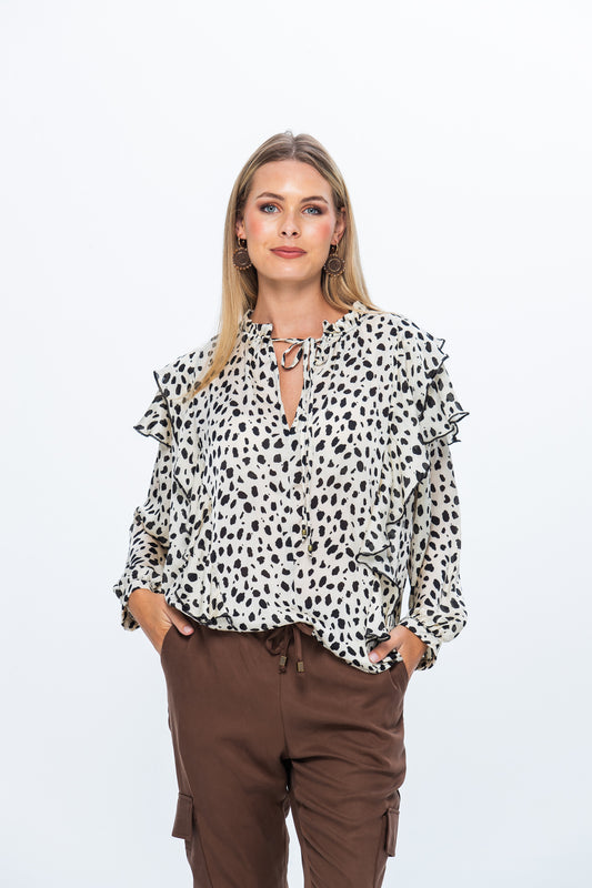 Bardot Winter Shirt - Creme & Black