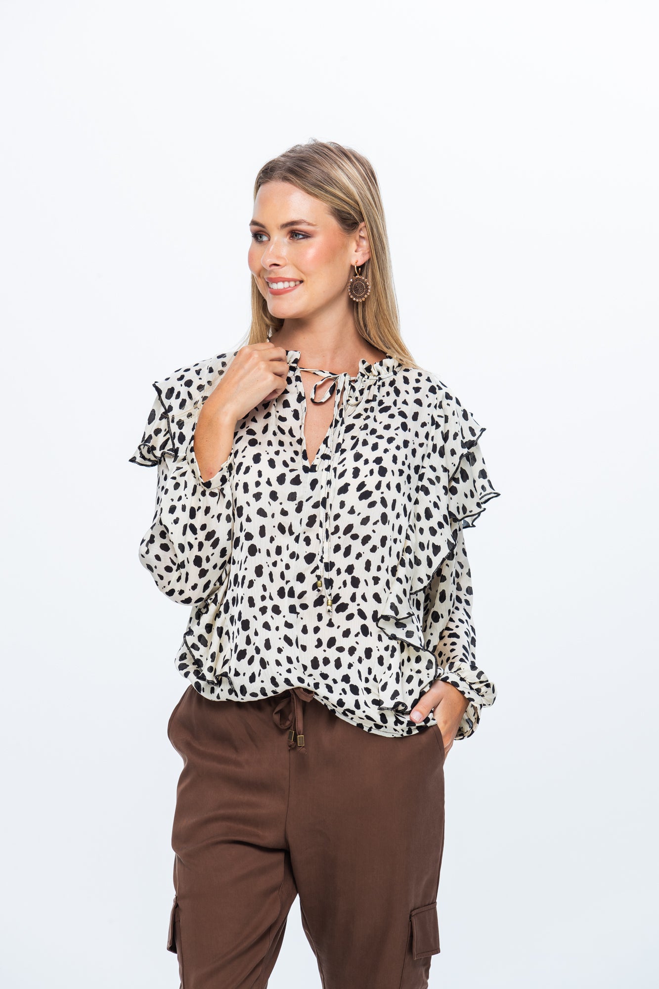 Bardot Winter Shirt - Creme & Black