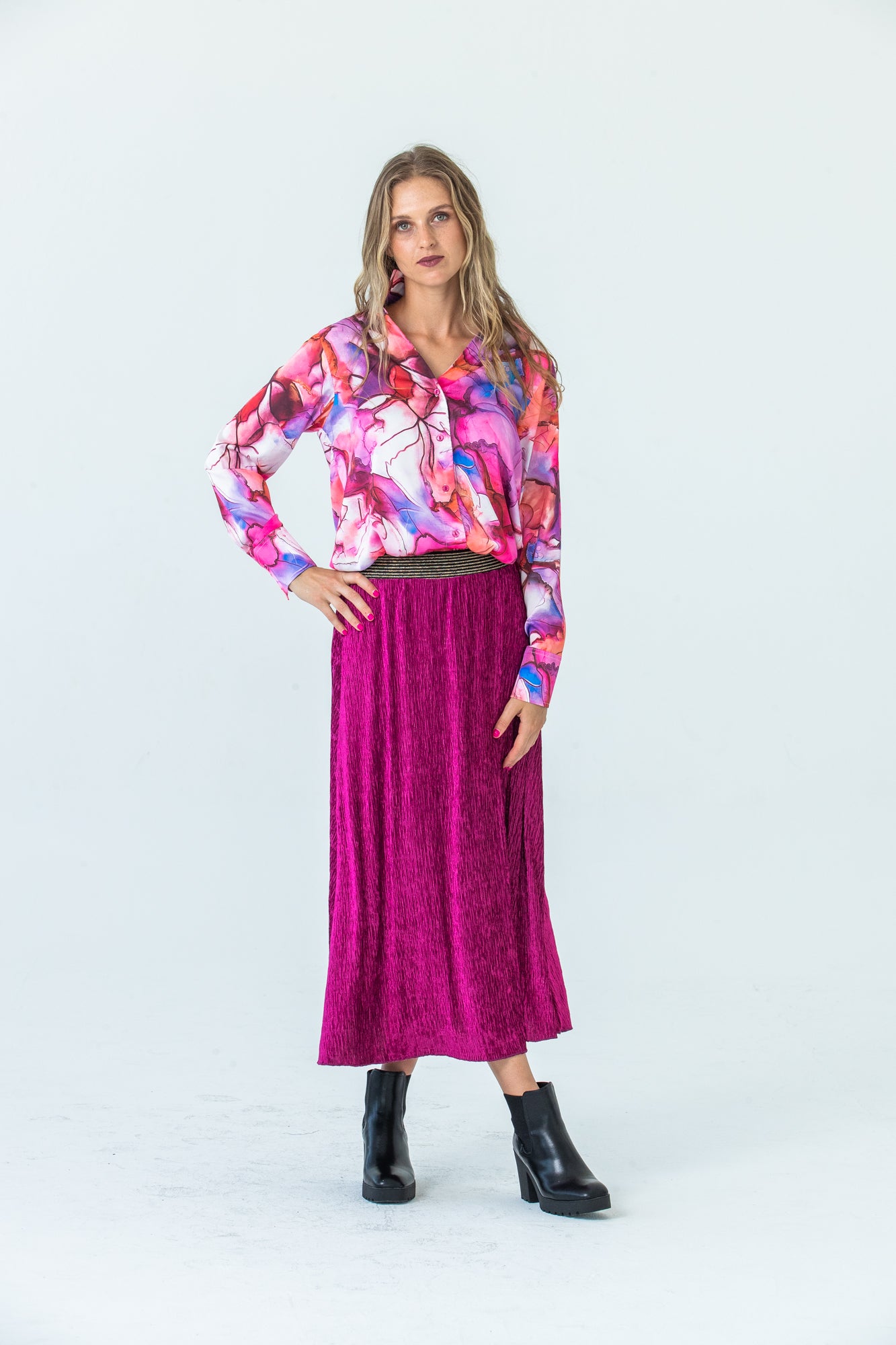 Lisbon pleated skirt - Magenta