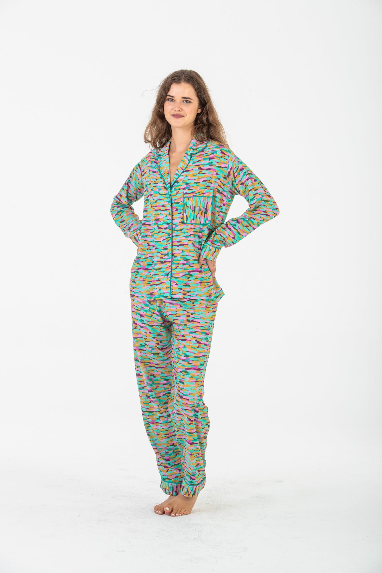 Long Pyjama Set - Lilac & Green